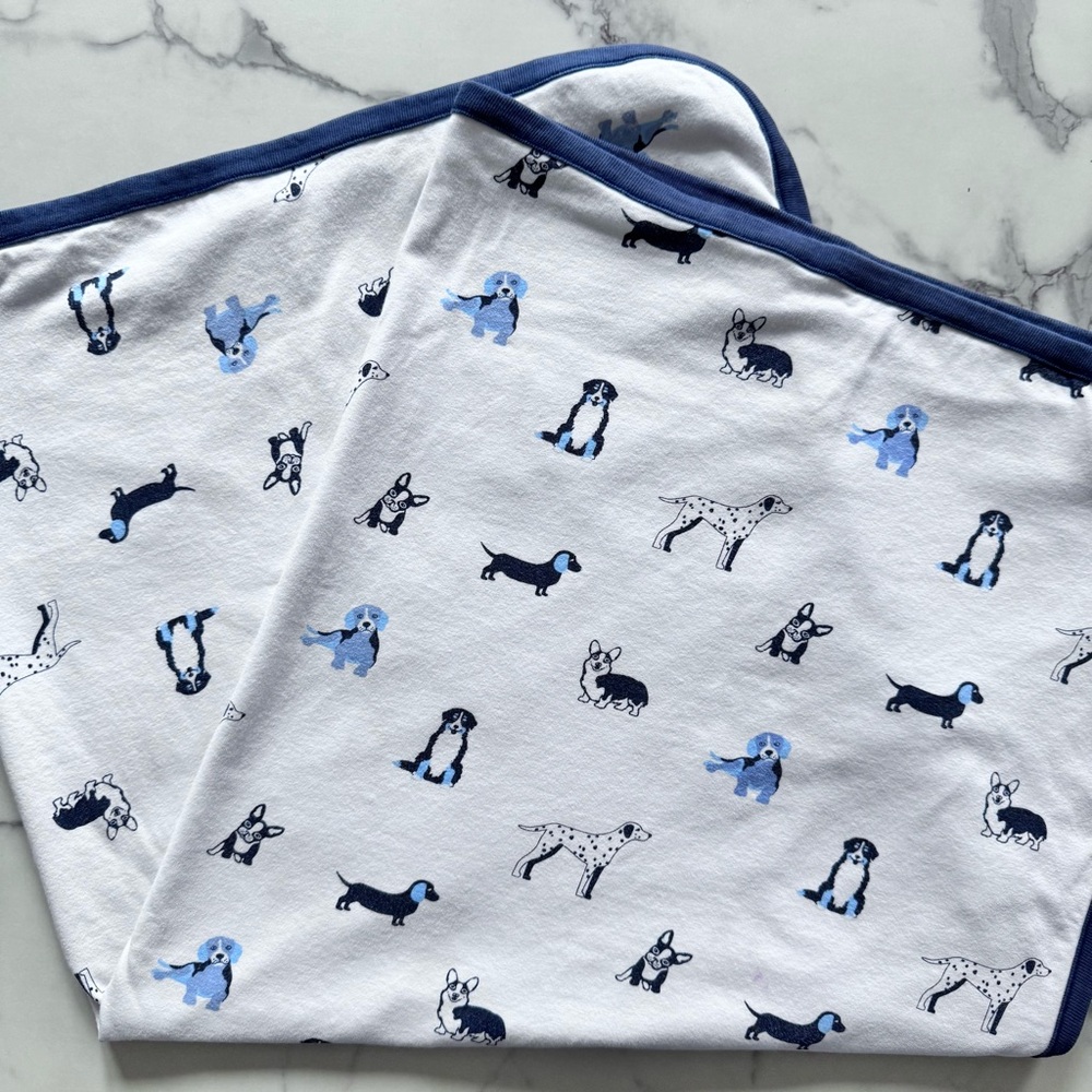 Monica + Andy Baby Blanket Dog Print Monogrammed “LDL”